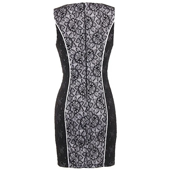 BRAND NEW ASOS BLACK GEOMETRIC LACE FIGURE-FLATTERING BODYCON DRESS Medium - Picture 3 of 9